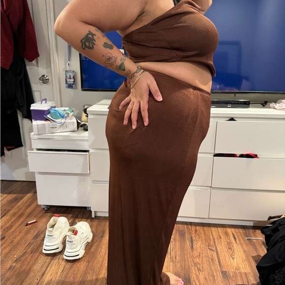 2 Piece Skirt Set Brown 2x - Picture 7 of 8